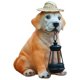thumbnail image 1 of Garden Dog Statues - Adorable Resin Dog Figurines with Straw Hat and Solar LED Lantern, Puppy Decor Outdoor Solar Light, 1 of 5