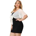 thumbnail image 4 of Women's Plus Size Cardigan Floral Tie Front Casual Wrap Crop Top White 4X, 4 of 7