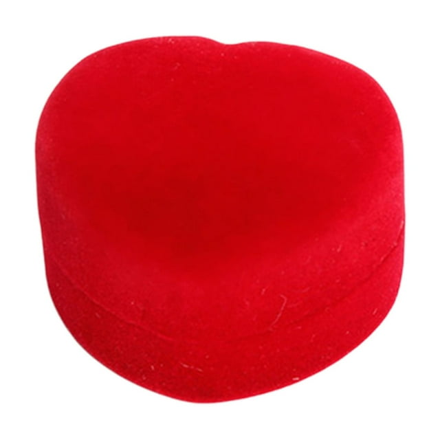 Red Flocking Heart Shaped Ring Box For Jewelry Proposal And Gift Packaging With Flip Lid Design 2.05 Inches Long Net Weight 0.04 Pounds