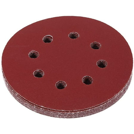 

10Pcs 125mm Round Shape Red Sanding Discs 8 HoleGrit Sand Papers(120#)