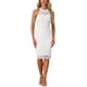 thumbnail image 2 of INSPIRE CHIC Vestido Elegante de Encaje para Mujeres con Cuello Halter Sin Mangas Cuerpo Ajustado Cóctel Vestido Sheath Midi Blanco M, 2 of 6