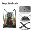 thumbnail image 4 of Xecao Riverside Meditating Cat Pattern Sports Drawstring Backpack - String Swim Gym Bag with Wet Proof Pocket for Women&Men-Small, 4 of 6