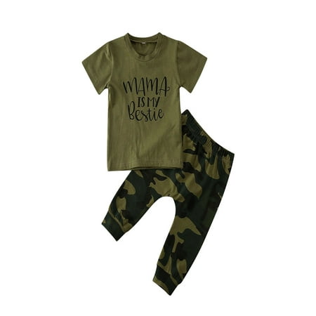 

Seyurigaoka 2Pcs Toddler Baby Boy Short Sleeve Camouflage T-Shirt and Pants Outfits