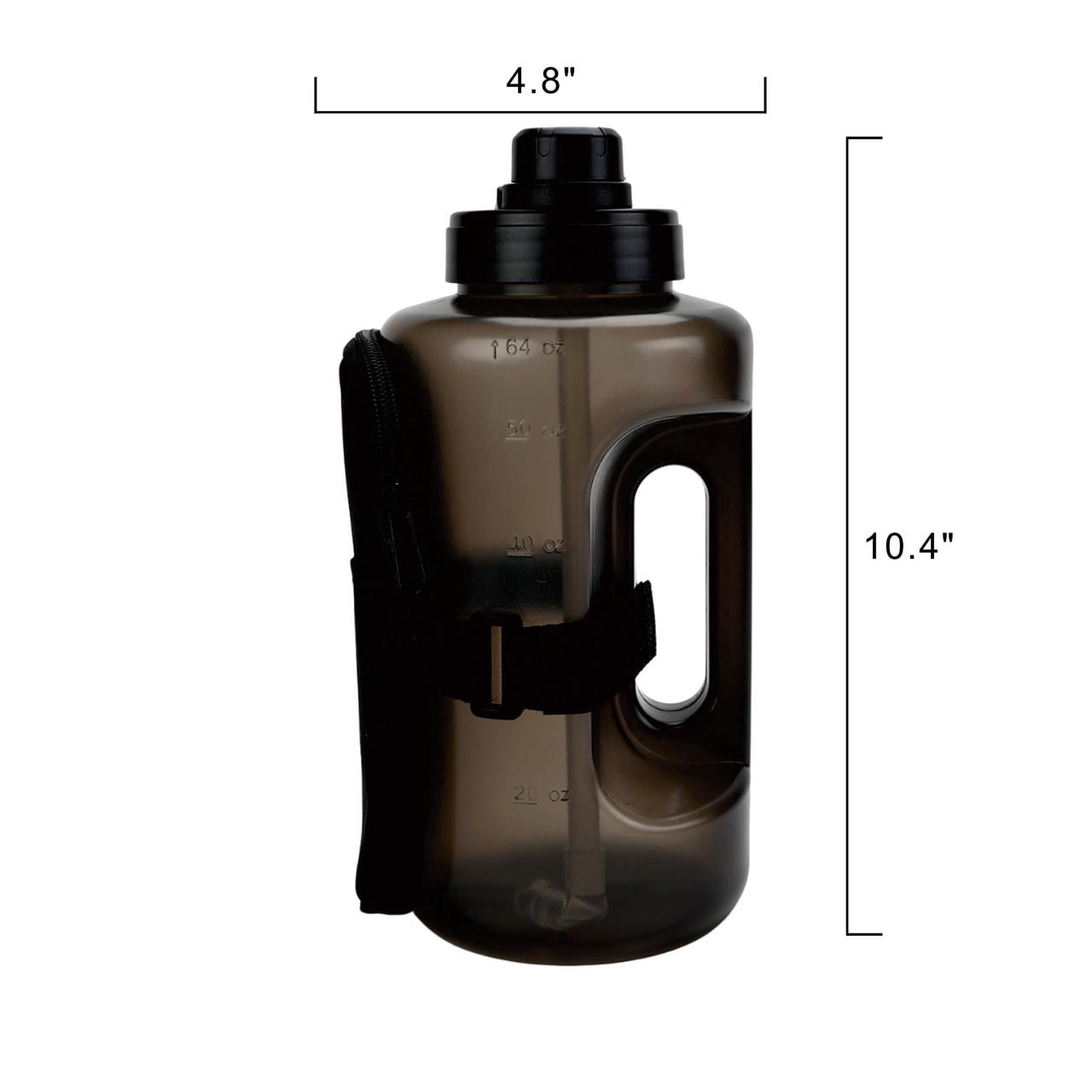 Mainstays 64 oz Black Plastic Water Bottle and Accessory Bag