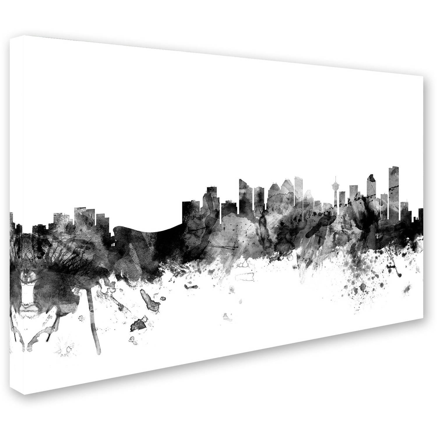Trademark Fine Art "Calgary Canada Skyline B&W" Canvas Art by Michael Tompsett
