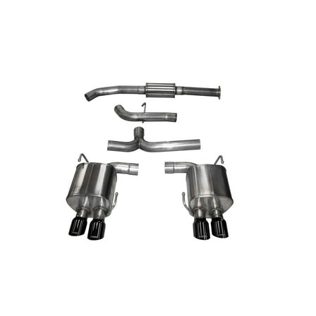 Corsa Performance 14857BLK Sport Cat-Back Exhaust System; Dual Rear Exit; 3 in. Dia.; Incl. Muffler/Pipes/Clamps/Twin 3.5 in. Black PVD Pro-Series Tips; Fits select: 2015-2018,2020 SUBARU WRX