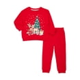 thumbnail image 3 of Rudolph Toddler Long Sleeve Graphic Crewneck with Matching Jogger Pant, 2 Piece Set, Sizes 12M-5T, 3 of 5