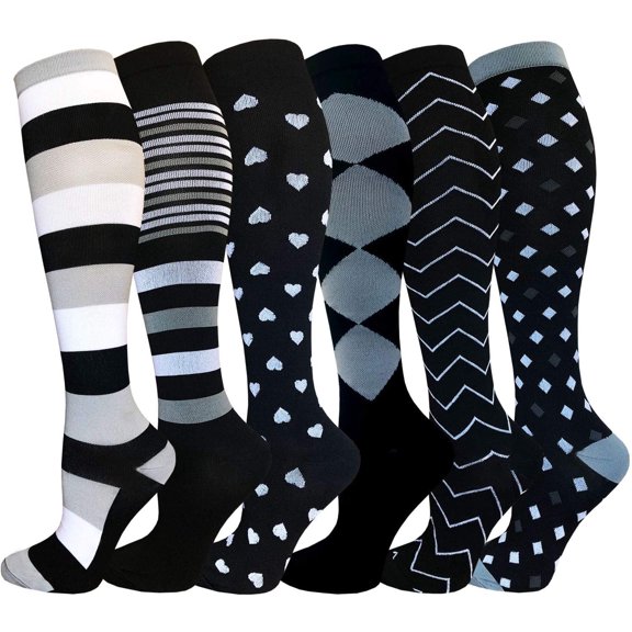 CALHNNA Compression Socks for Men & Women, 6 Pairs, L-XL
