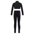 thumbnail image 2 of TiaoBug Kids Girls Mock Neck Long Sleeve Gymnastics Crop Top with Leggings Sport Yoga Dance Activewear Hot Pink 6, 2 of 7
