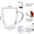 thumbnail image 2 of Taza para Cafe Doble pared Vidrio, Tazas para Cafe Espresso con Asa, Vasos pared Vidrio Transparentes para Capuchino, Café Expreso, Té, Ideales para Regalo, 2 of 4