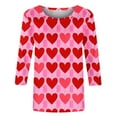 thumbnail image 5 of Tejiojio Red Heart Sweater for Women Loose Medium Long Sleeve 3/4 Sleeve Valentine's Day Printed Crew-neck Top, 5 of 5