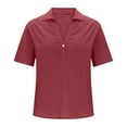 thumbnail image 5 of Posijego Cotton Linen Tops for Women V Neck Short Sleeve Collared Dressy Blouses Lightweight Casual Shirts for Ladies, 5 of 6
