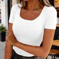 thumbnail image 2 of Weikingp Tight Fitting Shirts For Women，Scrub Undershirt Short Sleeve Going Out Tops Basic Tees For Women Trendy Crop Tops Short Sleeve Tight Shirts For Women Crew Neck White 2XL, 2 of 9