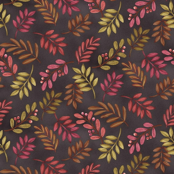 Studio E Canyon Birds Tossed Leaves Brown Cotton Fabric By Yard