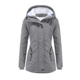 thumbnail image 2 of Luxalzxs Winter Jackets for Women Solid Color Plush Thick Zipper Hooded Jacket Long Sleeve Sherpa Lined Windproof Casual Jacket, 2 of 4