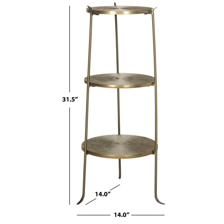 SAFAVIEH Elda Classic Rustic 3-Tier Side Table, Brass - Walmart.com