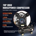 thumbnail image 2 of KFFKFF 7HP Gas Powered Air Compressor, 21 Gallon Horizontal Air Compressor Tank, 9CFM@115PSI Gas Driven Piston Pump Air Compressed System, 2 of 9
