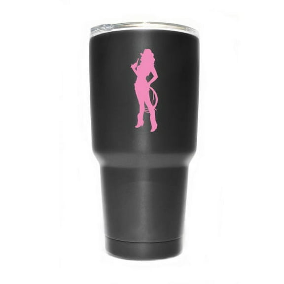 Sexy Cowgirl Vinyl Decal Sticker ( 2 Pack!!! ) | Yeti Tumbler Cup Ozark Trail RTIC Orca | Decals Only! Cup not Included! | Pink | 2 - 3 X 1 inch | KCD1795P