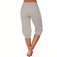 thumbnail image 4 of Tumotour Athletic Pants For Women Solid Color Casual Cropped Pants Tight High Waist Pants Beach Pants Drawstring Button Pocket Athletic Pants, 4 of 9
