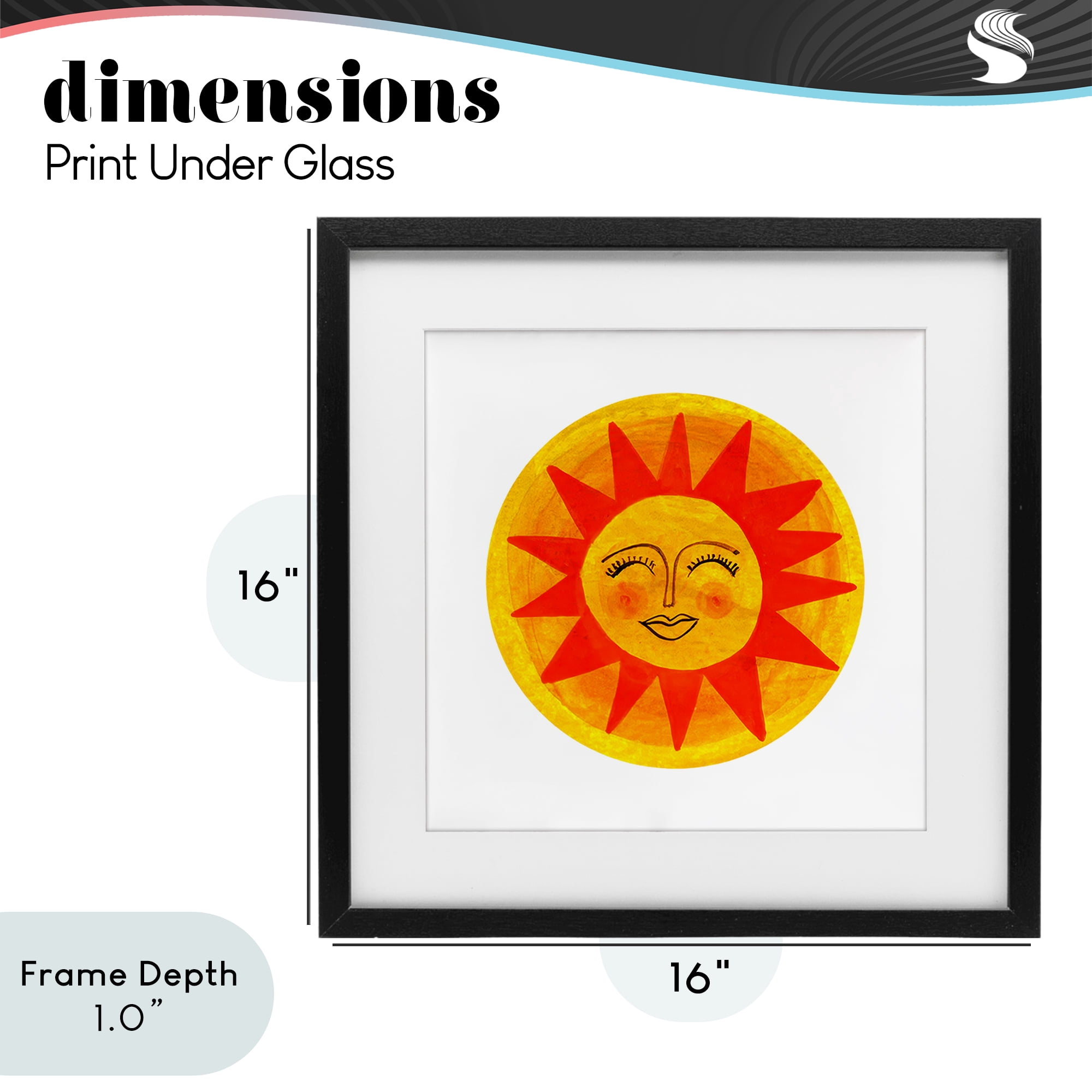 Stupell Industries Warm Fiery Sun Black Framed Print Under Glass, design by Katherine Herrell Studio