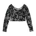 thumbnail image 2 of GUESS Womens Zip-Back Floral Crop Top Blouse, Black, Medium, 2 of 2