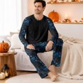 thumbnail image 4 of Halloween Men's Top and Pants Pajama Set Warm Color Ghost Pumpkin Print Pjs Sets Matching Pants Set Cute Plus Size Pjs, 4 of 4
