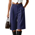 thumbnail image 6 of ManxiVoo Womens High Waist Pleated Shorts Loose Fit with Pockets Straight Casual Work Bottoms, 6 of 6