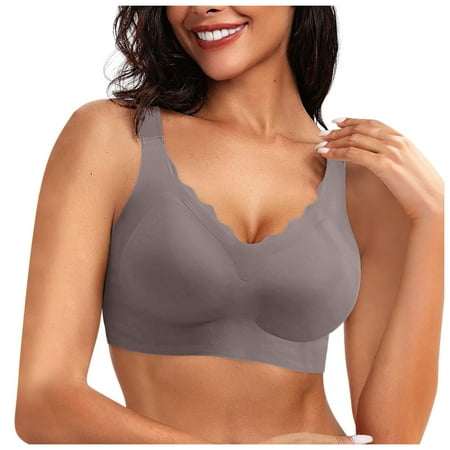 ASFGIMUJ Sports Bras For Women Seamless Bras No Underwire Scalloped Push Up Bras Soft Wireless Comfort Bralettes Full Coverage Everyday Bra Bra Plus Size