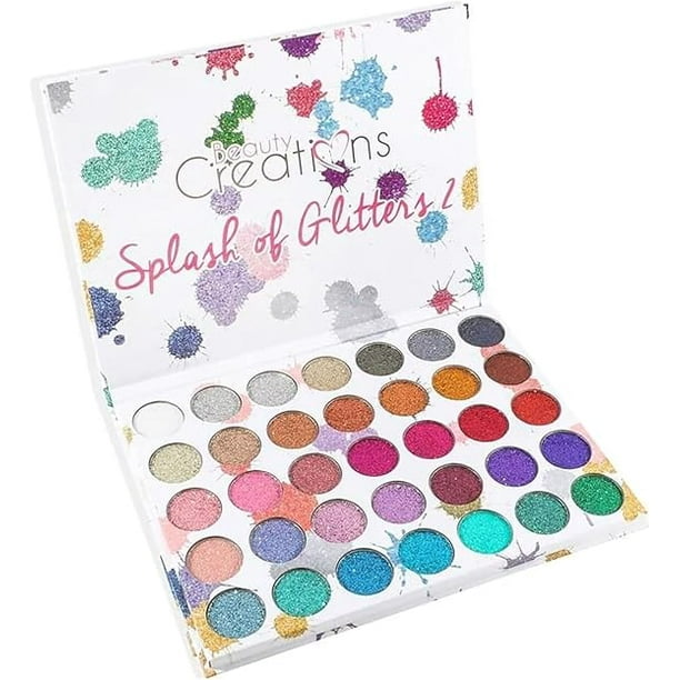 Beauty Creations Paleta de Glitters Splash Of Glitters 2, 35 tonalidades de Glitter con Gel