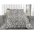 thumbnail image 2 of Ambesonne Grunge Quilted Bedspread Set 3 Pcs, Circle Motifs Repeating Plot, Queen, Dark Taupe Grey and White, 2 of 4