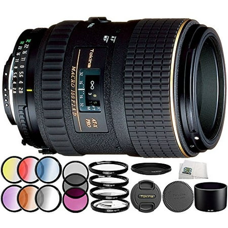 Tokina 100mm f/2.8 AT-X M100 AF Pro D Macro Autofocus Lens for Nikon AF-D 18PC Accessory Kit Which Includes Manufacturer Accessories + 3 Piece Filter Kit (UV-CPL-FLD) + (Best Cheap Macro Lens For Nikon)