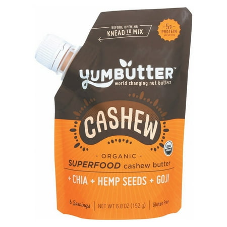 Yumbutter Cashew Butter - Organic - Superfood - Case of 6 - 6.2 oz