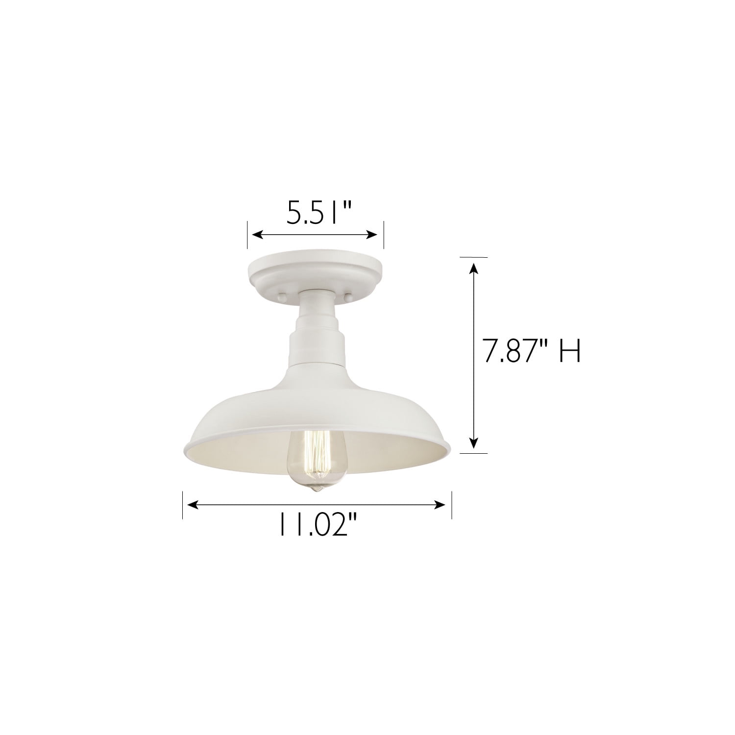 Design House Kimball 1-Light Indoor Semi-Flush Ceiling Mount Light with Metal Shade, White