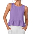 Ashirexll Womens Casual Tops Spring and Summer Round Neck Pleated ...