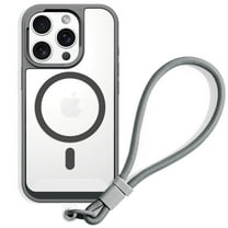 DUEDUE iPhone 15 Pro Max Case with Lanyard 6.7", Compatiable with MagSafe, Slim Clear Matte Shockproof Magentic Case for iPhone 15 Pro Max, Gray