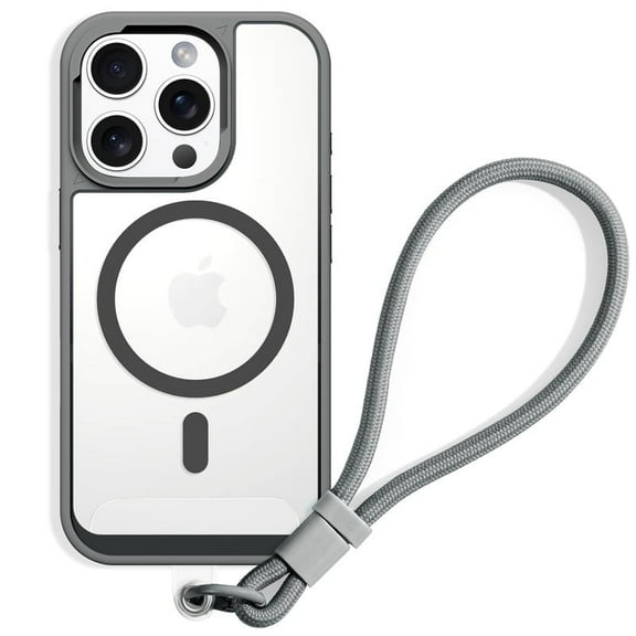 DUEDUE iPhone 15 Pro Max Case with Lanyard 6.7", Compatiable with MagSafe, Slim Clear Matte Shockproof Magentic Case for iPhone 15 Pro Max, Gray