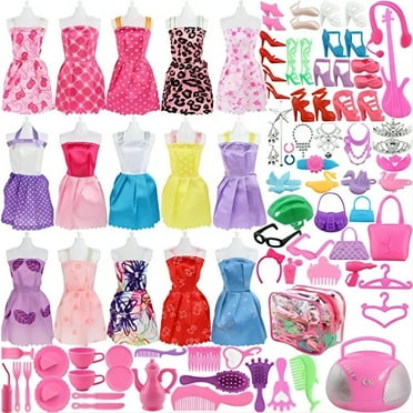 106 pieces doll clothes set for dolls include 15 pieces clothes party grown outfits and 90 pieces different doll accessories for little girl