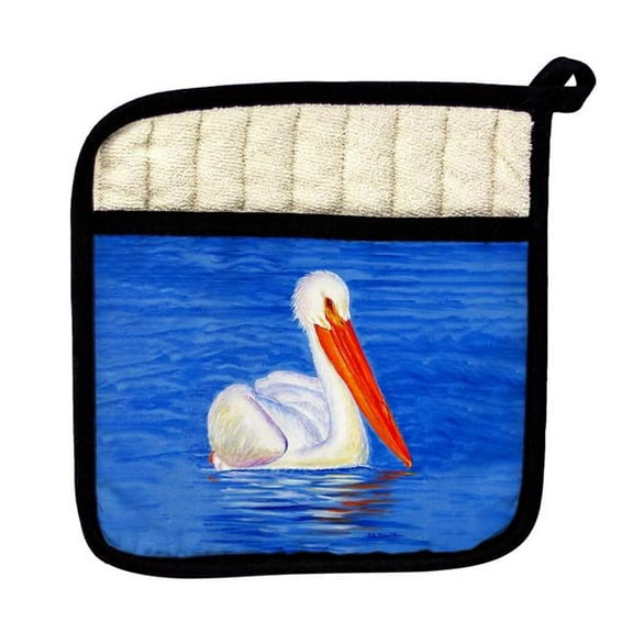 Betsy Drake PT1131 White Pelican Portrait Pot Holder