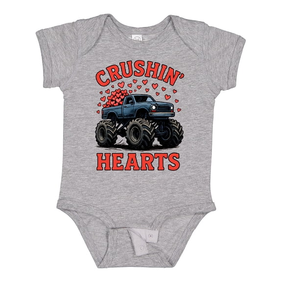 Inktastic Crushin' Hearts Monster Truck Valentine Boys or Girls Baby Bodysuit
