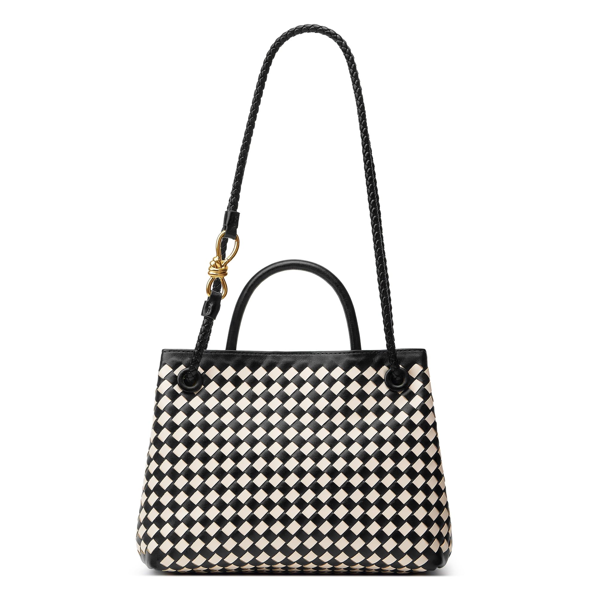 Woven Bags for Women Crossbody Handbag: Vegan Leather Small Tote Purse - Trendy Shoulder Handbags and Purses - Bowknot Satchel Purses (Black+Seashell Color)