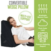 Bed Wedge Pillow - Adjustable 9&12 Inch Folding Memory Foam Incline Cushion System for Legs and Back Support Pillow - Acid Reflux, Anti Snoring, Heartburn, Reading – Machine Washable