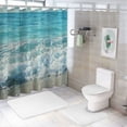 thumbnail image 7 of Creowell  Ocean Shower Curtain Blue Sea Beach, Cloth Fabric Bathroom Decor Set with Hooks White, 7 of 7