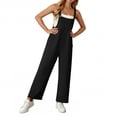 thumbnail image 5 of Women's Bib Overalls Loose Fit Wide Leg Jumpsuits Casual Rompers with Pockets Black 2XL, 5 of 6