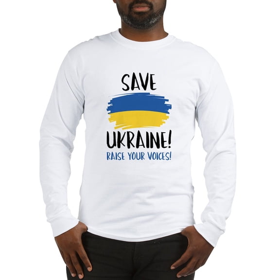 CafePress - Save Ukraine Raise Your Voices Long Sleeve T Shirt - Unisex Cotton Long Sleeve T-Shirt