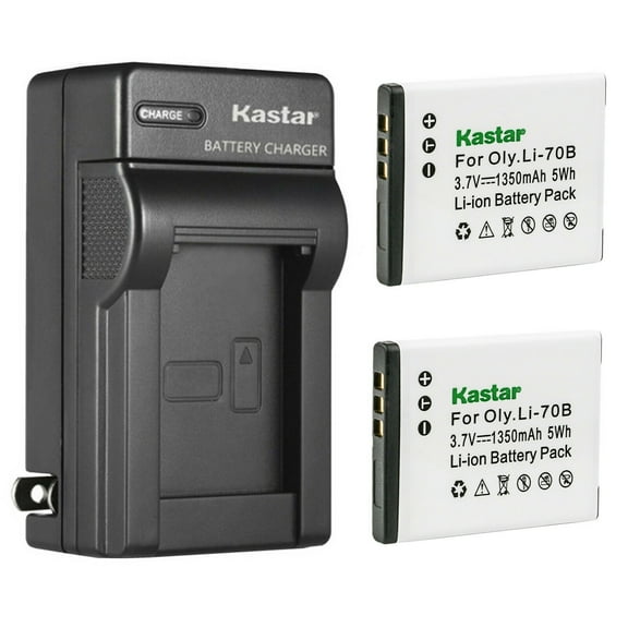 Kastar 2-Pack Battery and AC Wall Charger Replacement for Olympus Li-70B Li70B Battery Li-70C Li70C Charger, Olympus VG-140, VG-145, VG-150, VG-160, VR-120, VR-130, VR-140, VR-145, X-940, X-990 Camera
