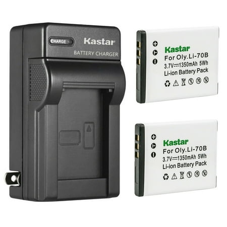 Kastar 2-Pack Battery and AC Wall Charger Replacement for Olympus Li-70B Li70B Battery Li-70C Li70C Charger Olympus VG-140 VG-145 VG-150 VG-160 VR-120 VR-130 VR-140 VR-145 X-940 X-990 Camera