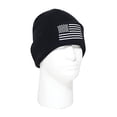 thumbnail image 3 of Rothco US Flag Embroidered Fine Knit Watch Cap, Black/White, 3 of 4
