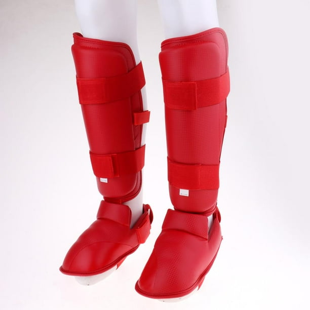 PU Cuero Shin Guard Boxeo Kickboxing Taekwondo Protector de empeine Shinguard shamjiam Guardias Shin Instep
