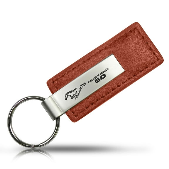 Ford Mustang 5.0 Keychain & Keyring - Brown Premium Leather