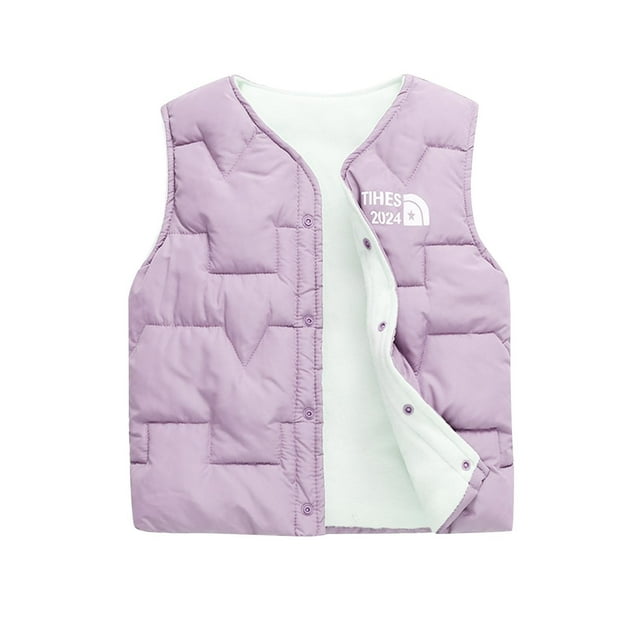 Robe Boutonnée Enfant Bouton Sans Manches en Molleton à Capuche Chaude Unie Décontractée Veste Enfants